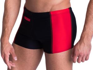 Aquarti Herren Badehose mit Reißverschlusstasche Badeshorts, Farbe: Schwarz / Rot, Größe: XL