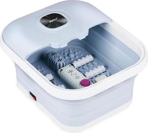 alpina foot spa 8L 500W - Skladací masážny prístroj na nohy s vyhrievaním a bublinkami - Masážne valčeky a pemza - Domáce kúpele na starostlivosť o nohy - Svetlomodré