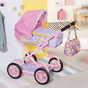 Kočárek pro panenky Baby Born Deluxe Pink Purple včetně přebalovací tašky