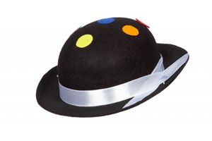 Kostüm Zubehör Clown Melone Hut Mütze mit Punkten schwarz Karneval Fasching