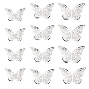 Oblique Unique 3D Schmetterlinge 12er Set glänzend für die Wand zum Kleben Wandtattoo Wanddeko - silber