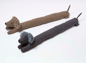 HOMESCAPES 2er-Set Zugluftstopper Dackel 90 cm – 2 Zugluftrollen, grau & braun