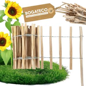 BOGATECO Haselnuss Roll-Steckzaun aus Holz Natural imprágniert | 60cm Hoch & 500cm Lang | Lattenabstand 4-5cm