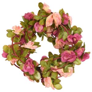 vidaXL Weihnachtskränze Blumen 6 Stk. Rosa 250 cm