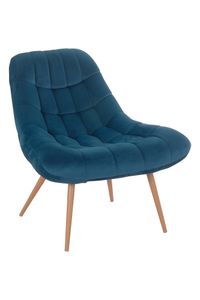 SalesFever Loungesessel mit XXL-Sitzfläche | Bezug Stoff in Samt-Optik | Gestell Metall in Holzoptik | üppige Steppung | B 76 x T 87 x H 86 cm | blau