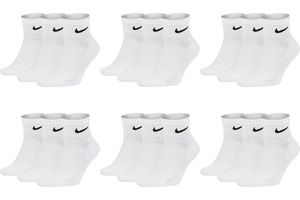 Nike SX7677 Socken Damen Herren Kurz Sportsocken Sparset - Größe: 42-46 - Farbe: 18 Paar weiss