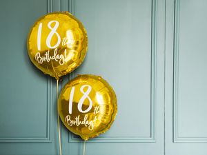 Folienballon mit Schrift 18th Birthday 45cm gold