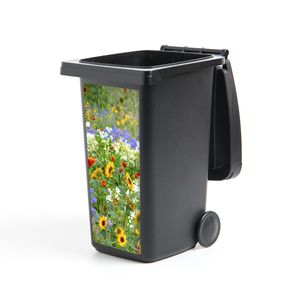 MuchoWow® Mülltonnenaufkleber Ziergras mit verschiedenen Blumen 44x98 cm - Containeraufkleber - Aufkleber - Mülltonnen-Aufkleber