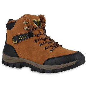 VAN HILL Herren Warm Gefütterte Outdoor Boots Bequeme Profil-Sohle Schuhe 840854, Farbe: Hellbraun, Größe: 43