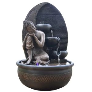 Zen'Light Grace Buddha Fountain Resin Bronze, 26 x 26 x 40 cm