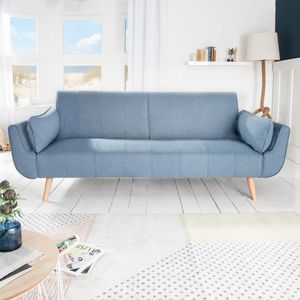 Design Schlafsofa DIVANI 220cm hellblau Bettfunktion 3er Sofa Scandinavian Design Schlafcouch Gästesofa