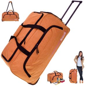 Trolley Reisetasche XXL Koffer Rolltasche 85 Liter Reiserolltasche Tasche mit Schultergurt groß Spear 910 Orange + Koffergurt