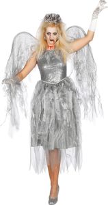 Todesengel Kostüm Engel Tod Halloween Kleid Damen Grau Geist Gruft Karneval 46