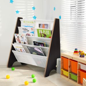 Goplus Bücherregal für Kinder, Kinderregal Büchergestell mit 4 Ablagefächern, Aufbewahrungsregal Spielzeug-Organizer Zeitungsständer