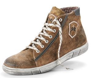 MADDOX Herren Trachten Leder Schuhe Hohe Sneaker "Marinus" | Wood  Größe (EU): 50