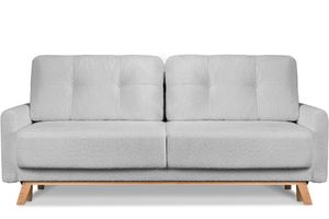 Konsimo Sofa 3 Personen mit ausziehbare Liegfläche "VISNA", Hellgrau, Stoff, Scandinavian, 220x79x95