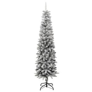vidaXL Künstlicher Weihnachtsbaum Beschneit Schlank 240 cm PVC&PE