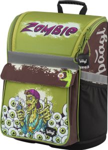 Baagl Schulranzen Jungen 1. Klasse - Ergonomische Schultasche für Kinder - Schulrucksack mit Brustgurt - Grundschule Ranzen (Zombie)
