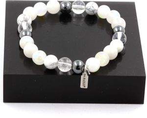 Armbandperlen Hämatit + Quarz + Mondstein + Howlith 8 mm