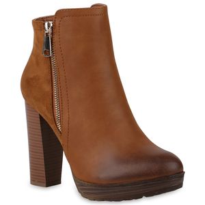 Mytrendshoe Damen Stiefeletten Plateau-Boots Zipper Schuhe 818507, Farbe: Hellbraun, Größe: 39 Mytrendshoe Damen Stiefeletten Plateau-Boots Zipper Schuhe 818507, Farbe: Hellbraun, Größe: 39