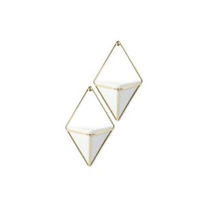Umbra Trigg Wandvasen 2er Set, Weiß / Gold