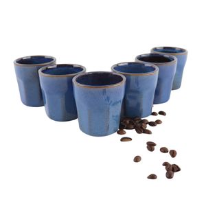 OTIX Espressotassen ohne Ohr 6er Set Steingut 80 ml Tassen Kaffeetassen BLUETT