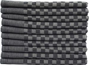 10er Set Luxus Grubentücher 50x70 cm 100% Baumwolle 210 gsm Spühltuch Küchentücher Geschirrtücher 75g schwarz