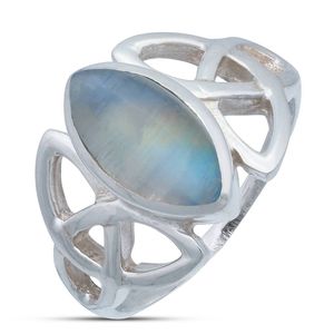 Ring NANDI aus 925er Sterling Silber, Ringgröße:60, Stein:Regenbogen Mondstein