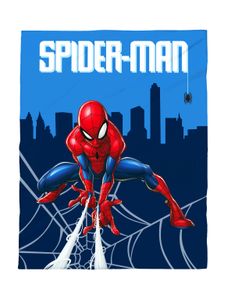 Marvel Spiderman Flanell Flauschdecke, Kuscheldecke 130 x 160 cm, blau