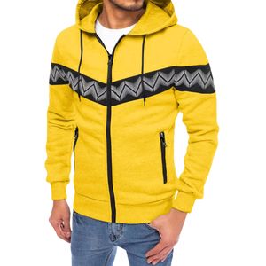 Herren Strickjacken Kordelmantel Hoodies Sweatshirts Casual Reißverschluss Auf Kapuzejacken  Gelb,Größe:EU M