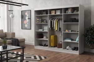 Moderner Kleiderschrank mit Schiebetüren und Spiegel DIDI 250 cm (ANTRACIT)