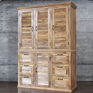 Kleiderschrank MAREDA massiv Mangoholz Lamellenschrank Landhaus Design