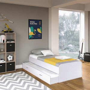 Detská posteľ Livinity® Enzo, 90x200 cm, s matracom a lamelovým roštom, biela