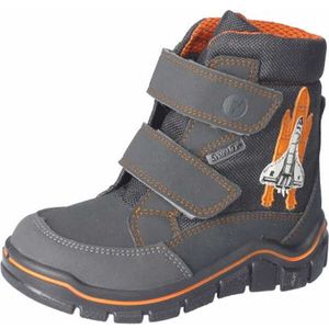 RICOSTA Boots ALIX von PEPINO für kleine Astronauten HighTech/Textil Klettverschluss Warmfutter Jungen grigio/carbon Grau/Orange Rakete Größe 32