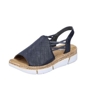 Rieker Damen Sandale Slingback Keilabsatz Sandalette V2368, Größe:42 EU, Farbe:Blau