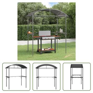 The Living Store Grillpavillon mit Seitenregalen Anthrazit 220x115x230 cm Stahl