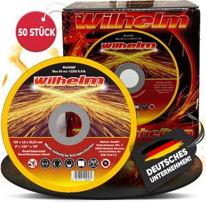50 x Wilhelm Trennscheiben Ø 125 Edelstahl Metall Stahl Inox Blech Flexscheiben Extradünn