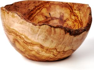 Große Obstschale aus Olivenholz, Naturrand 26 cm