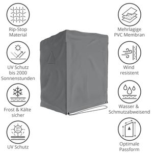 SANZARO Strandkorb Schutzhülle winterfest 120 cm passend für 110 breit – RipStop-Technologie mit 600D Oxford Stoff, Reißfest und UV Beständig, grau