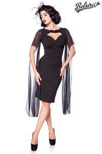 Belsira Damen Vintage Kleid Retro 50s 60s Rockabilly Sommerkleid Partykleid, Größe:2XL, Farbe:Schwarz