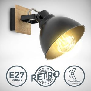 LED Wandlampe Retro schwarz 230V E27 Wandstrahler schwenkbar Vintage Wohnzimmer