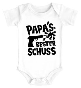 Baby Body Papas bester Schuss Papa-Sprüche lustig Vatertagsgeschenk Baumwolle Jungen & Mädchen MoonWorks® weiß 0-3 Monate