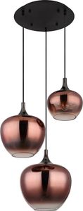 Hängeleuchte, 3-Flammig, Glas kupfer, schwarz, H 120 cm