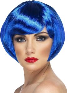 Karneval Bob-Perücke mit Pony blau