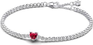 Pandora Rotes Funkelndes Herz Tennisarmband 590041C02 Damenarmband, Armbandumfang:16cm