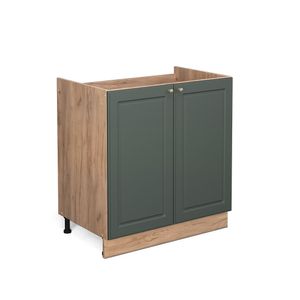 Vicco Spülenunterschrank Fame-Line, 80 cm ohne Arbeitsplatte, Grün-Gold Landhaus/Goldkraft Eiche