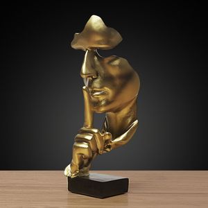 Abstrakte Retro Skulptur Stille ist Golden Charakter Büro Deko Figur Geschenk Haushalt Restaurant Dekoration Ornamente Gold 27 * 10 * 10 cm