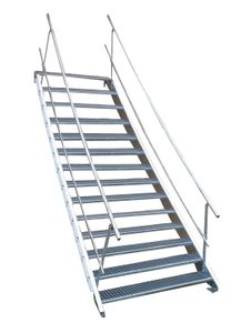 14 Stufen Stahltreppe beidseitig. Geländer Breite 100cm Geschosshöhe 210-280cm