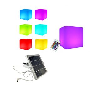 7even Solar LED Design Cube 40 / Leucht Sitzwürfel / In & Outdoor / Akku, Solarlader, Fernbedienung