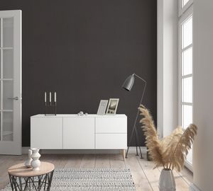 marburg Tapete Schwarz Vliestapete Uni für Schlafzimmer Wohnzimmer oder Küche  10,05 x 0,75m